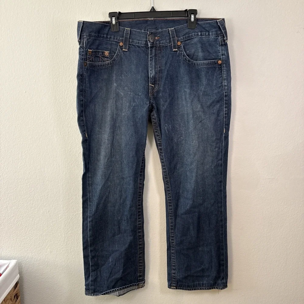 Vtg. True Religion Mens 38x30 RN 112790 5 Pockets Y2k Multicolored‎ Stitching
